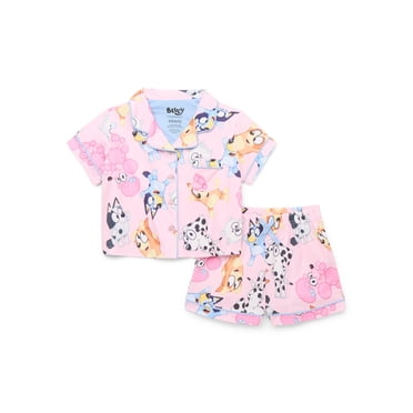 Bluey Girls Button Front Top and Shorts Pajama Set, 2-Piece, Sizes 4-12