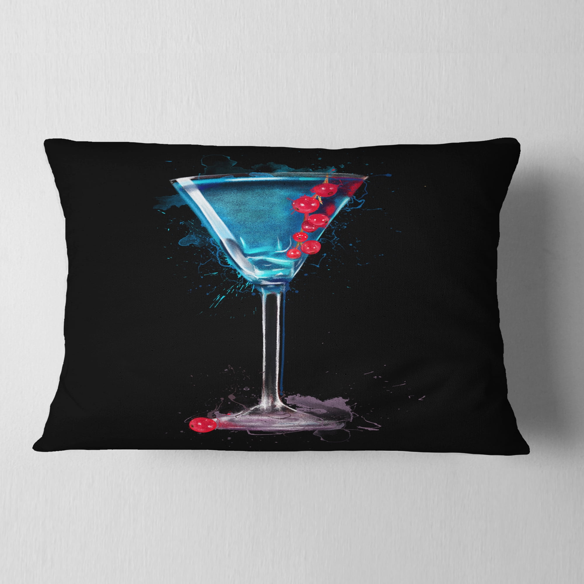 Designart Cocktail Margarita with Berries - Modern Throw Pillow - 12x20