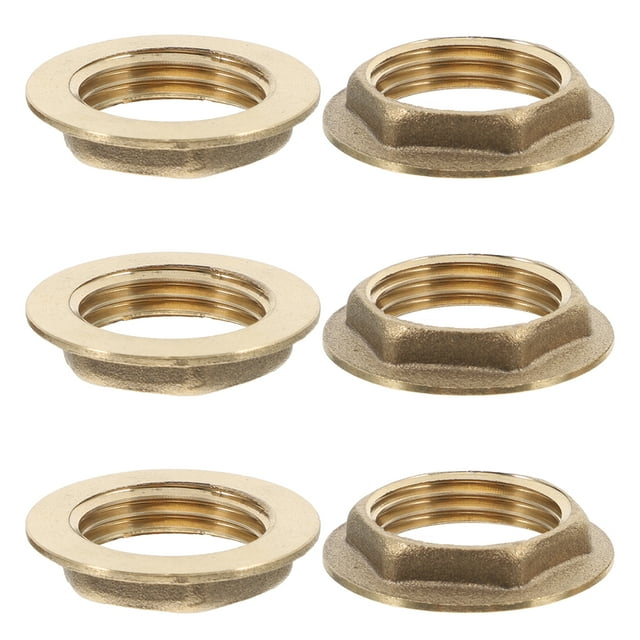 6pcs Fitting Hex Lock Nut Thread Pipe Fitting Locking Nuts Brass Nut Inserts Female Thread Brass Pipe Fitting Bathroom Lock Nuts Lock Nut