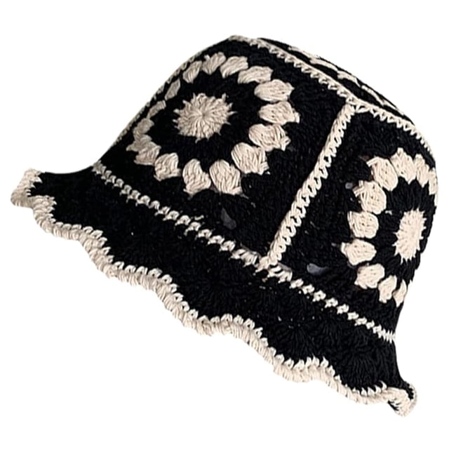 Chapeaux Seau Polyvalents pour Femmes - Chapeau de Pêcheur Rétro Tricoté Color Block Respirant Quotidien