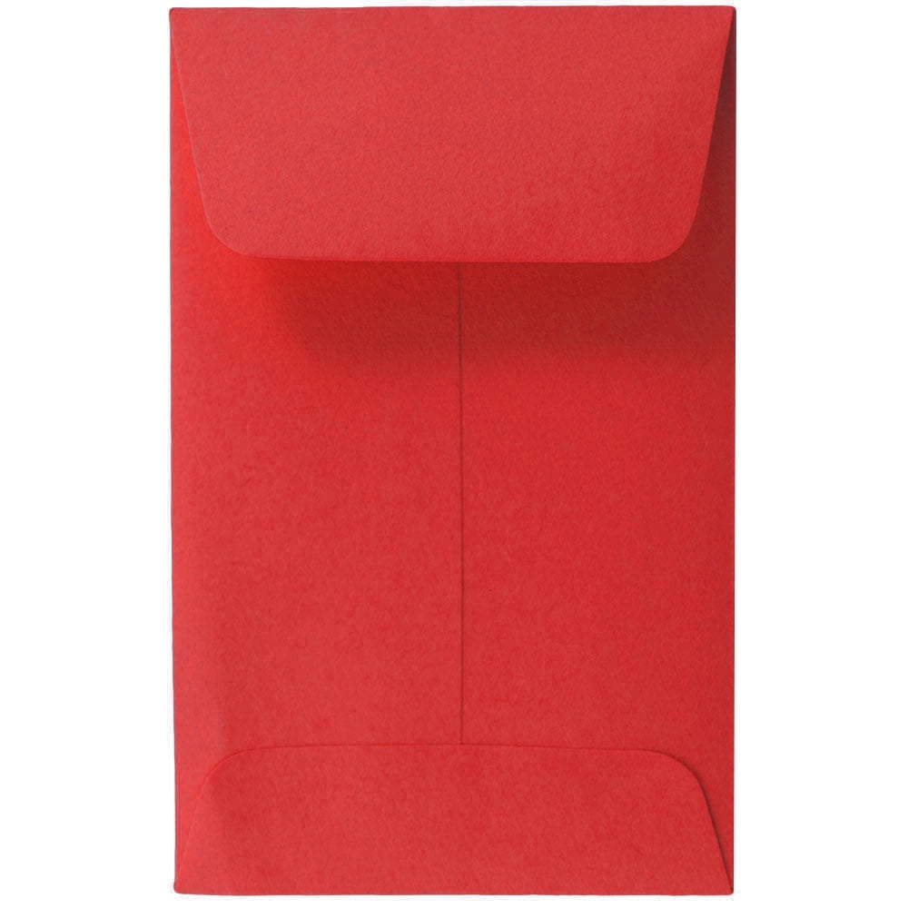 JAM 1 Coin Envelopes, 2.25x3.5, Red, 1000/Carton