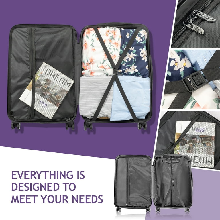Zimtown, 3 Piece Nested Spinner Suitcase Set, 20/24/28in, Purple