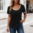 thumbnail image 5 of Tqcoqu Women's Metallic Trim T Shirt V Neck Short Sleeve Tee Casual Summer Tops,Black,Women's S-XXL, 5 of 7