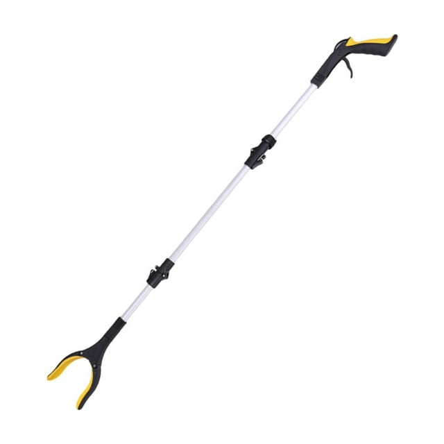 Pinza de agarre plegable, pinza de agarre portátil para el hogar, herramienta de recolección de basura con mango ergonómico para interiores, alcance y Amarillo