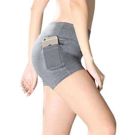 Seamless Tennis Short Short Pants for Women Seamless Yoga Gym Shorts Pockets Summer Casual Running Sports Jogging Hot Pants ()