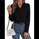 thumbnail image 1 of Blusa Plisada de Larga con Cuello en V para Mujer, Ideal para Oficina Negro XXL, 1 of 8