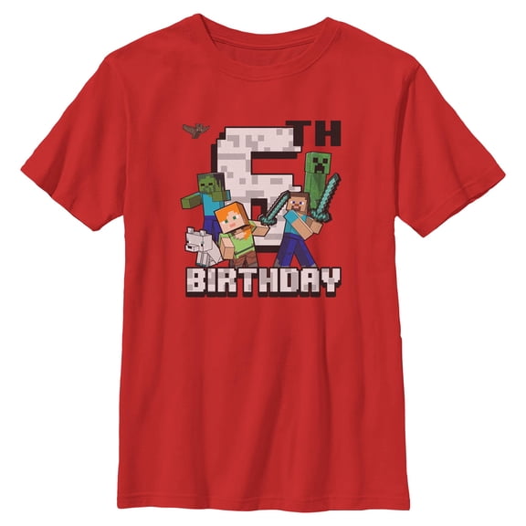 Boys Minecraft Happy 6th Birthday T Shirt