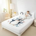 thumbnail image 4 of Feelyou Cartoon Penguin Animal Queen Sheet Sets, Groovy Floral Bed Set, 4pcs, 4 of 7
