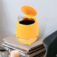 thumbnail image 2 of Mini bote de basura, bote de basura para escritorio, papelera pequeña, encimera, contenedor de basura pequeño, portalápices con tapa para tocador de baño, amarillo, 2 of 5
