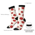 thumbnail image 4 of Hirioo Abstract Red Polka Dot Pattern Adult Middle Tube Socks Breathable Sock Non-Pilling,Contrasting Color Design, 4 of 6