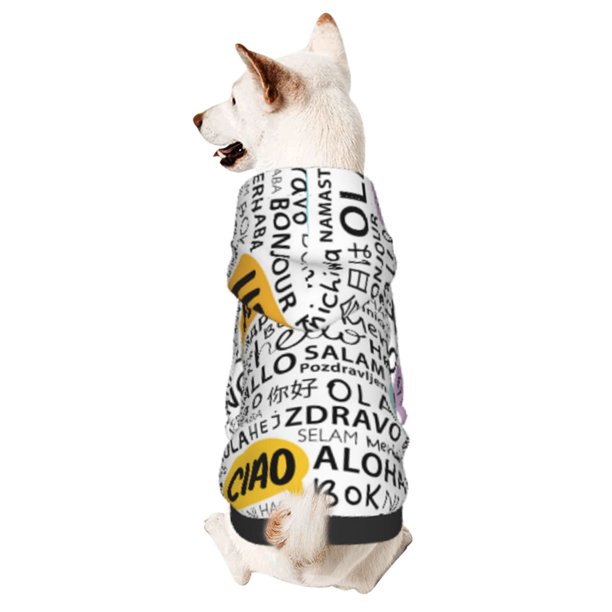 Fotbe Hello Sudadera con Estampado para Perros Pequeños – Suéter con Capucha para Mascotas, Tela Suave de Forro Polar con Bolsillo-X-Small