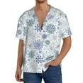 thumbnail image 3 of Haiem Retro ice blue snowflakes Men's Casual Shirts Short Sleeve Button Down Shirts Fashion Textured Summer Beach Shirt-X-Large, 3 of 7