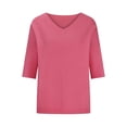 thumbnail image 6 of SDNall Knit Tops for Women Solid Color Spring/Summer Knitted V-Neck Medium Sleeve Casual Top Womens Blouse, 6 of 9