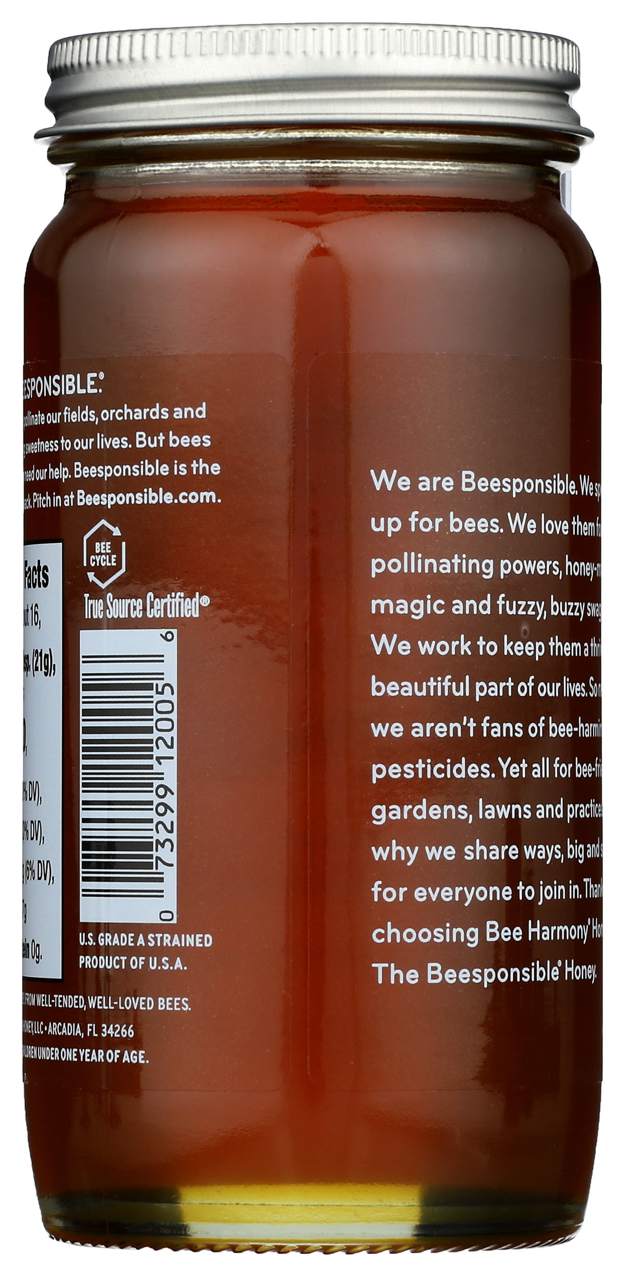 Pack of 6, Bee Harmony Regional Raw Southeast Honey, 12 oz