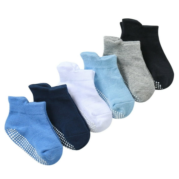 TureClos 6 Pairs 3T - 5T Baby Cotton Socks Breathable Elastic Infant Toddler Crew Socks 3-5 Years Old