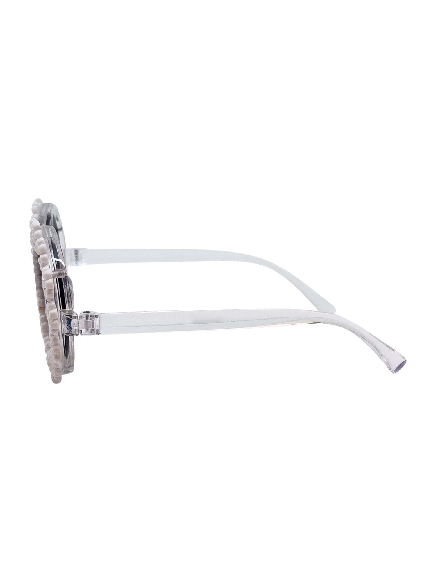 Kids Plastic Floral Round Clear Frame Smoke Lens Sunglasses