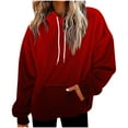 thumbnail image 2 of EchfiProm Fleece Sweatshirts for Womens Red Comfy Hoodies with Pockets Oversized Long Sleeve Pullover Hooded Ladies Tops, 2 of 5