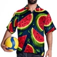 thumbnail image 4 of Watermelon Men's Short Sleeve Beach Shirts Poplin Spread Collar Tops Casual Printed Button Down Summer Unisex, 4 of 6