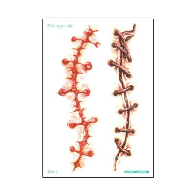 CAROOTU Halloween Stickers Waterproof Simulation Scratches Scars Bite Marks Simulation Fake Wound Tattoo