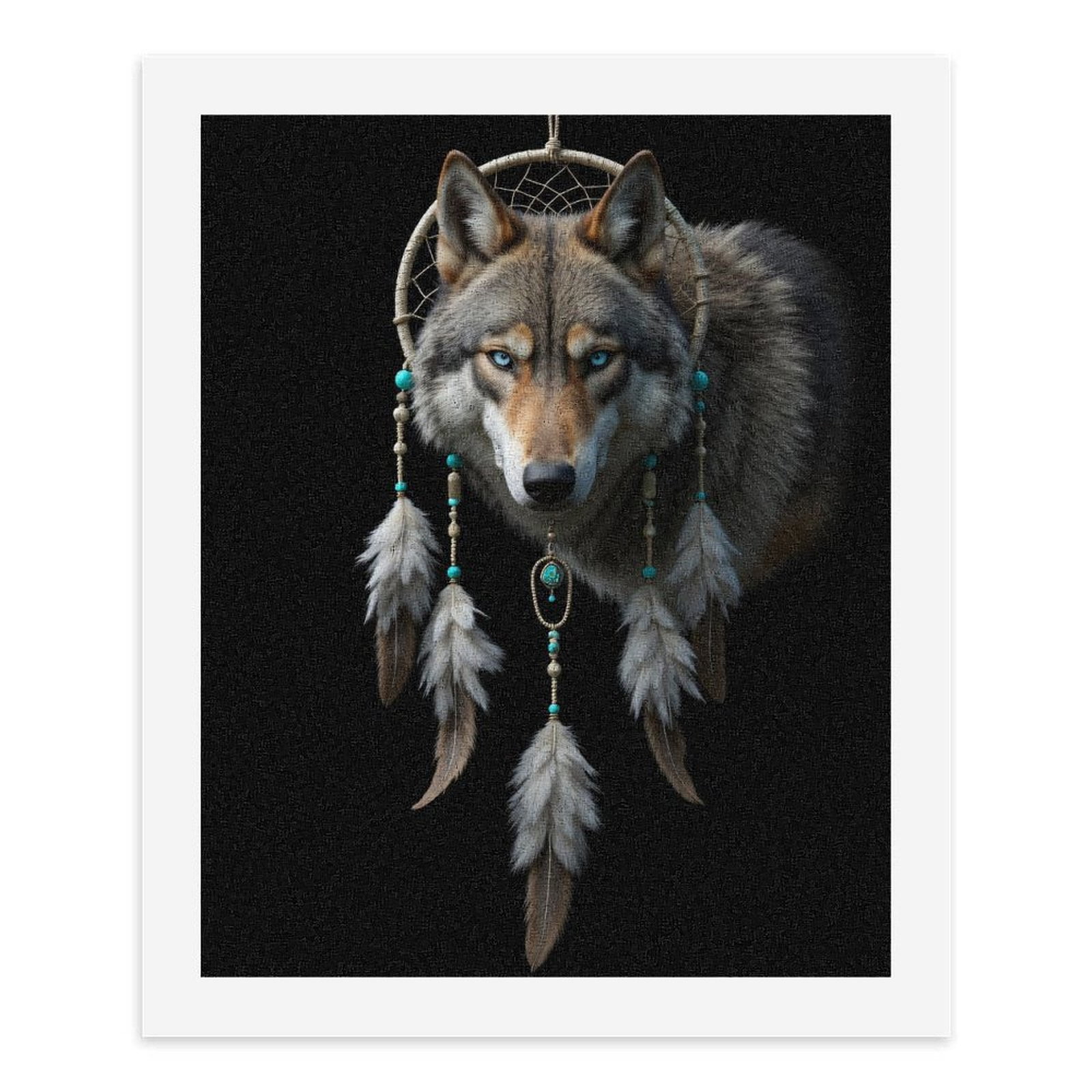Paint By Numbers Kit for Adults Beginner - Dreamcatcher Wolf Feathers Art DIY Canvas Painting Kits for Adults, Frameless Paint By Number for Adults for Home Wall Decor 16x20 Inch