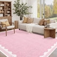 thumbnail image 2 of Nanan 5'x7' Scalloped Area rug Solid Minimalism Carpet, Washable Rug Non-Slip Low-Pile Indoor Mat for Living Room Bedroom Dining Room, Pink, 2 of 8