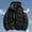 Black, variant on Men Puffer Jacket Blue Zip Up Hooded Winter Windbreaker Outdoor Long Sleeve Windproof Men Coat