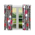 thumbnail image 2 of RYLABLUE Day of Dead Window Kitchen Curtain, Skull Red Roses Window Treatment Panel Curtains,26x39 inches,Set of 2, 2 of 3