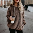 thumbnail image 2 of Fleece Jackets Women Oversized Sherpa Hoodies Casual Pullover Sweatshirts Solid Color Tops with Pockets Winter Coats, 2 of 3