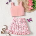thumbnail image 5 of Wxirdiow Newborn Girl Clothes Toddler Baby Girls Summer Outfit Sleeveless Ribbed Tank Tops + Floral Skirt Shorts Set Kids Cute Clothes Pink Size,18-24 Months, 5 of 8