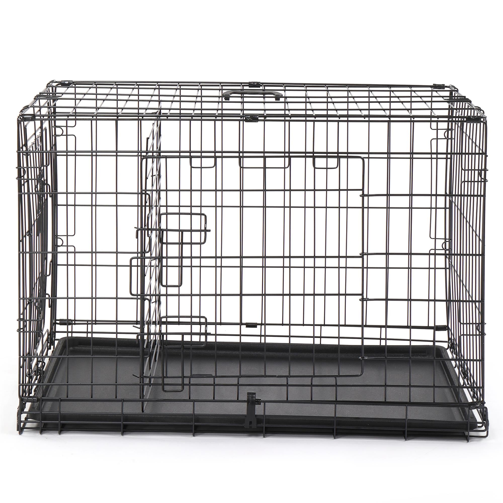 Pefilos 30" Wire Dog Crate with Tray, Pet Kennel Cat Folding Steel Animal Playpen, Black Pefilos 30" Wire Dog Crate with Tray, Pet Kennel Cat Folding Steel Animal Playpen, Black