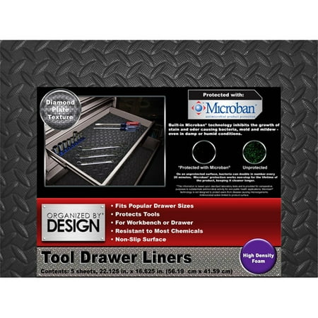 Organized by Design Tool Chest Diamond Plate Tray Liners, 5ct