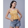thumbnail image 4 of Moomaya Sleeveless Peplum Strappy Top, Printed Cotton Tank Top, Summer Tops, 4 of 8