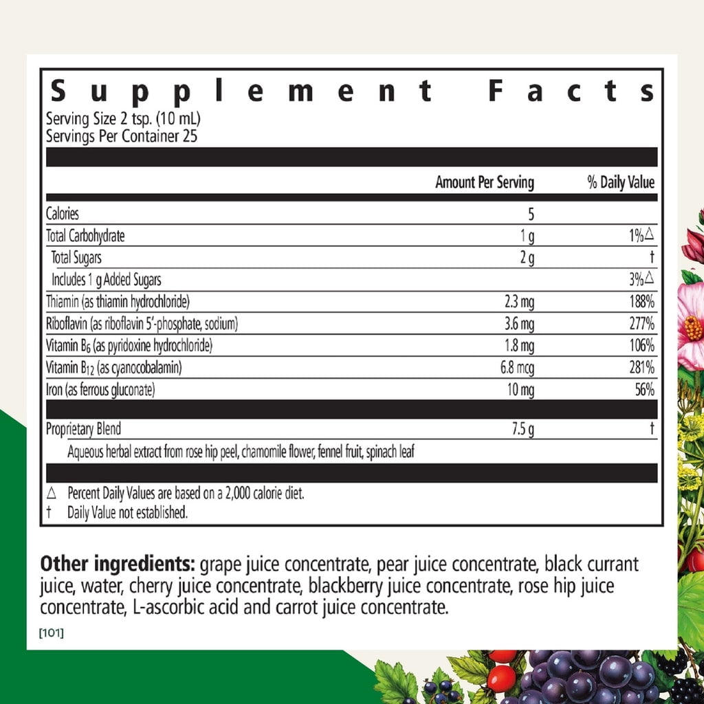 Floradix Floravital Iron And Herbs Liquid Vegetarian Supplement, Support Energy, 8.5 Oz, 6 Pack