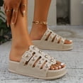 thumbnail image 4 of Studded Platform Slides Sandals for Women 2025 Gothic Casual Punk Buckle Footbed Slip on Walking Flats, 4 of 8