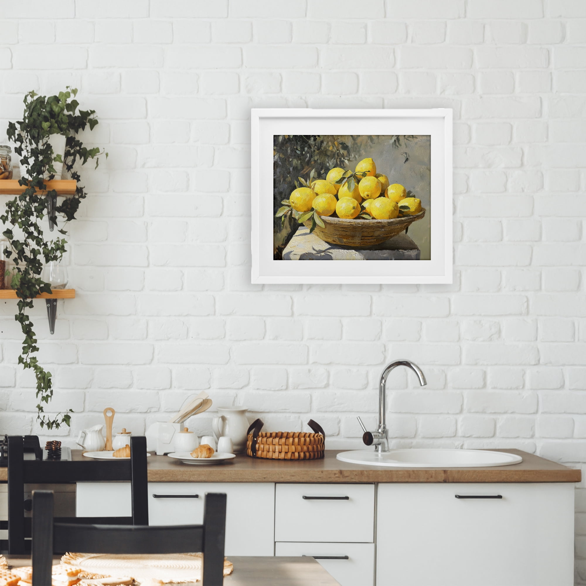Stupell Industries Basket of Lemons in Sunlight White Framed Print Under Glass, design by Creative Studio