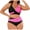 #2_Hot Pink, variant on Women's Plus Size Color Block Bikini Set, High Waisted Wide Strap Full Coverage Two Piece Swimwear,Black,XXXL