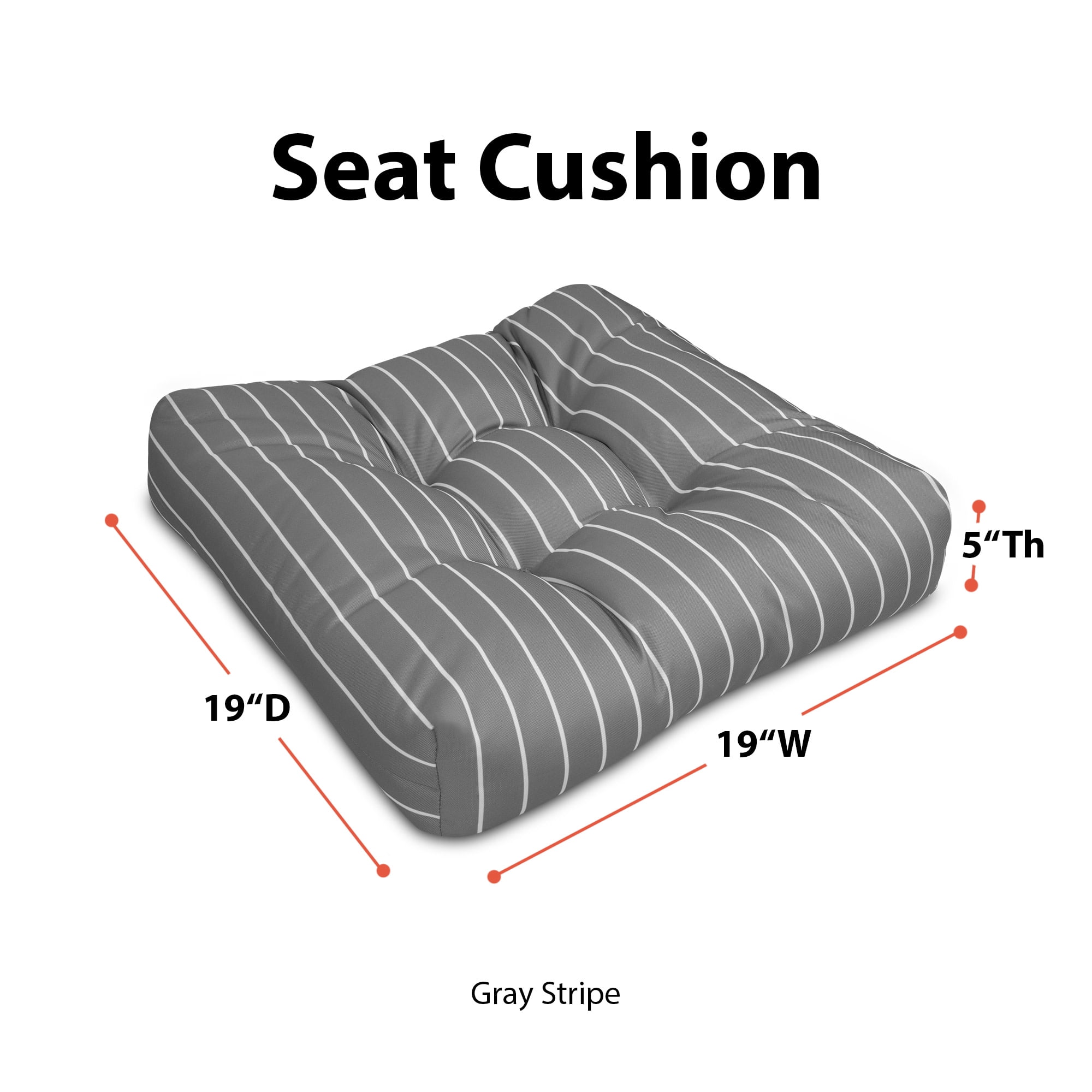 Classic Accessories Patio Seat Cushion, 2 Pack, Moon Mist, Stripe, 19"W