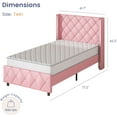 thumbnail image 6 of DreamCurship Twin Size Bed Frame, Pink Twin Bed Frame with Headboard and Footboard, Modern Upholstered Bed Frame, Pink, 6 of 6