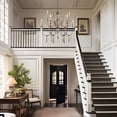 thumbnail image 4 of LNC Andromeda 9 -Light Distressed Off-white Beaded Metal Wood Chandelier, 4 of 17