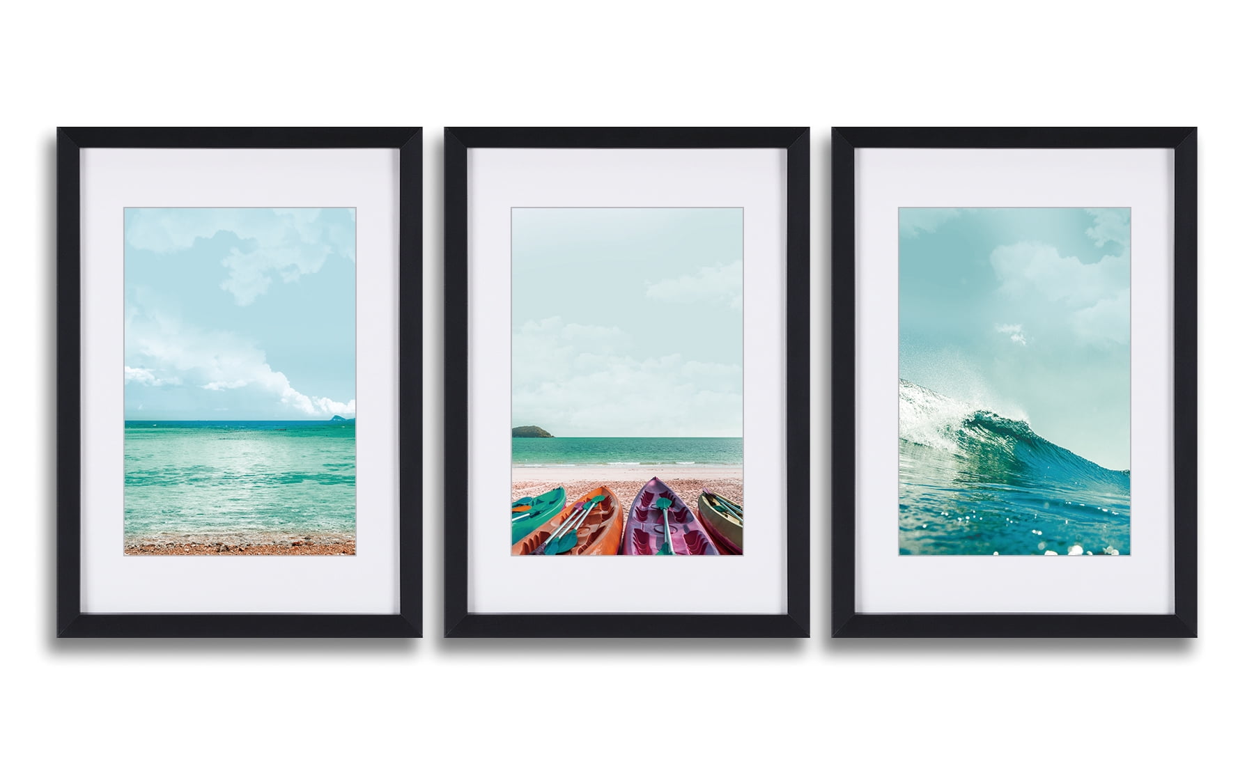 Ocean and Beach Wall Art Seascape Nature Scenery Picture With Black