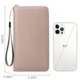 thumbnail image 4 of Womens Wallet RFID Blocking Leather Zip Around Wallet Large Capacity Long Purse Credit Card Clutch Wristlet Khaki, 4 of 6