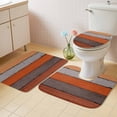 thumbnail image 2 of Orange Wooden Bath Mat 3 Piece Bathroom Rug Set, Grey Stripe Gradient Country Rustic Grain Non Slip Bath Rug Contour Mat and Toilet Lid Cover, Absorbent Shower Mats Soft Bath Rugs and Mats Sets, 2 of 8