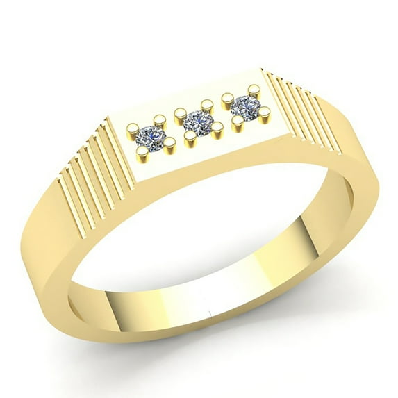 Natural 0.75ctw Round Cut Diamond Mens Classic Three Stone Anniversary Engagement Ring Solid 14K Rose, White or Yellow Gold IJ SI2