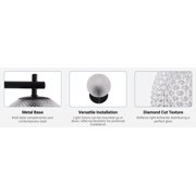 Kenroy Home Prismatic 9.25'' Dimmable 1-Light Wall Sconce with Clear Glass Round Globe Shade Modern Wall Light Fixture for Living Room, Bedroom, Stairway, or Hallway, Black