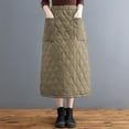 thumbnail image 6 of KHONTS Women's Elastic Waist Quilted Skirt Winter Warm Padded Quilted Midi Long Puffer Insulated Skirt with Pockets Green XL, 6 of 8