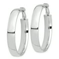 thumbnail image 2 of 14K White Gold Plated High Polished 7mm Omega Back Hoop Earrings, 2 of 7
