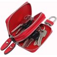 thumbnail image 4 of Sac à Clé de Voiture avec Crochet, Mini Poche à Monnaie Multifonctionnelle, Étui à Clé Double Zip (Rouge Rose), 4 of 5