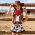 thumbnail image 5 of JAJAHO Cowgirl Outfits For Girls 5 Piece Set Kids 2-10Y Long Sleeve Tees Tassels Hem Skirts With Waistcoat Hat Scarf Party Versatile Outfit, 5 of 8