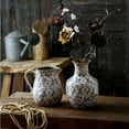 thumbnail image 6 of Vintage Blue and White Ceramic Flower Vase, Rustic Chinoiserie Ceramic Vase, 6 of 8