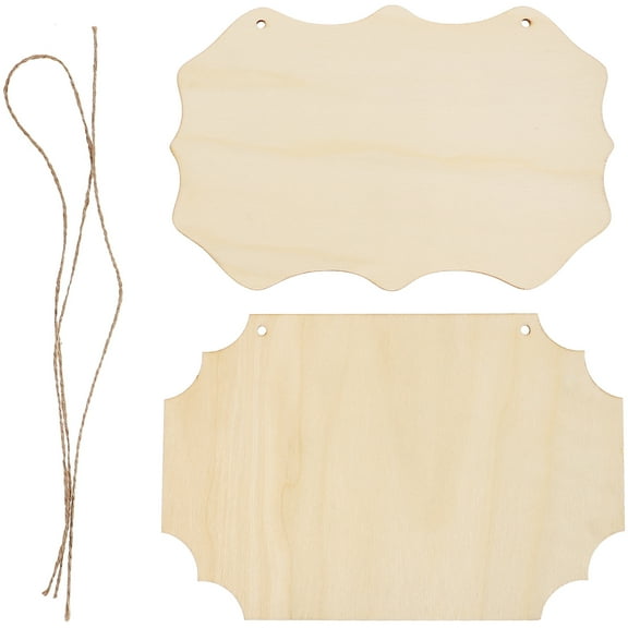 ifundom Home Hanging Sign Wooden Plaque 2Pcs Khaki